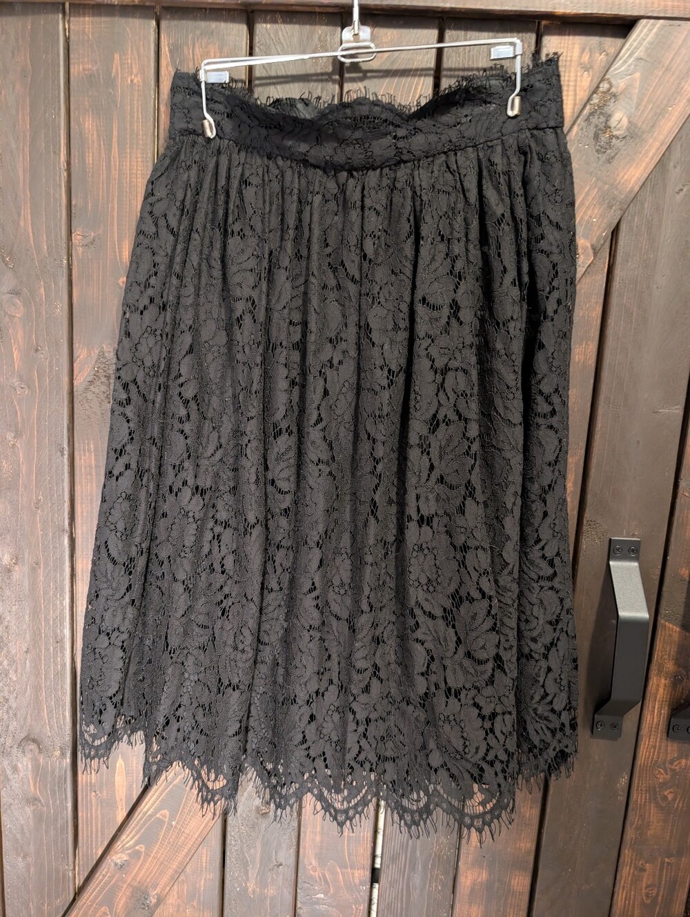 Alya Black Lace Midi Skirt with Scalloped Hem, Size M - Picture 3 of 7